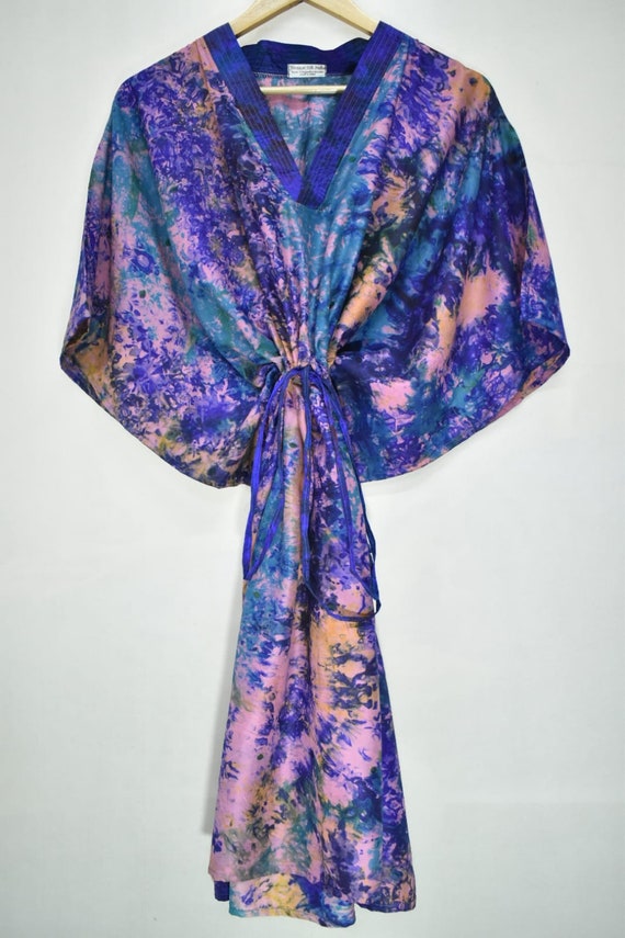 Boho Silk Kaftan Beachwear and Vintage Silk Cafta… - image 5