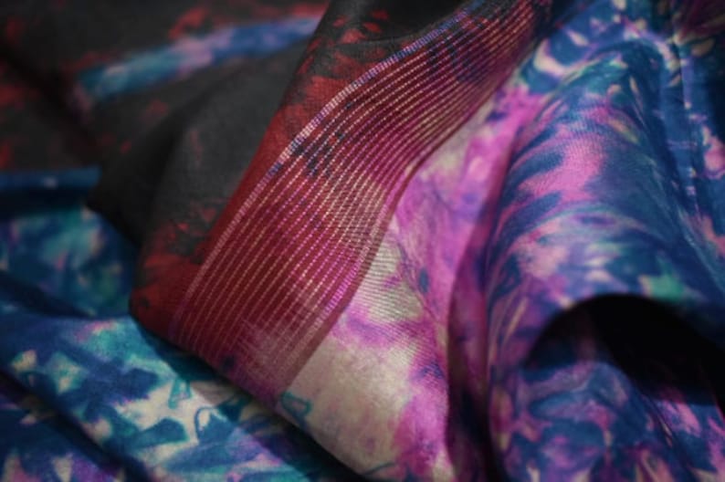 Beautiful colorful saree Indian vintage Saree 100% Pure Silk Tie & dye Indian Sari Fabric 5yard Sewing Craft Bollywood Fashion Saree image 9