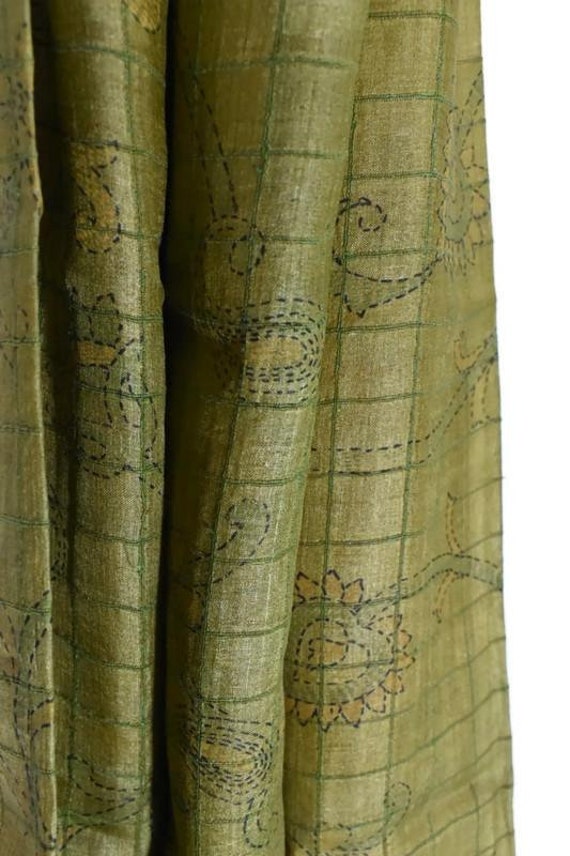 Vintage Silk Kaftan: Hand Printed Long Maxi Gown … - image 7