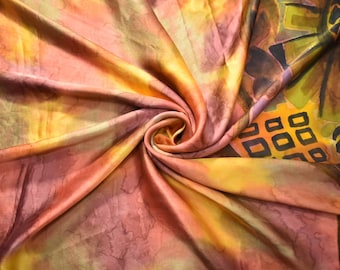 100% reiner Seiden-Vintage-Sari-Stoff, mehrfarbiger Blumenstoff