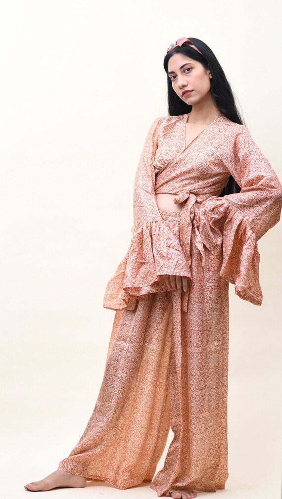 Trendy Cream & Brown robe Top - Boho Style Hippie… - image 2