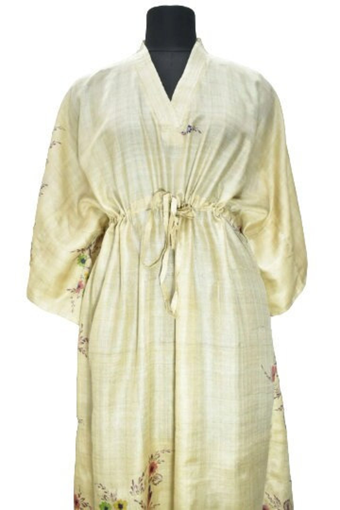 Elegant Beach Maxi Kaftan Gown Beige and Brown Color Silk Etsy