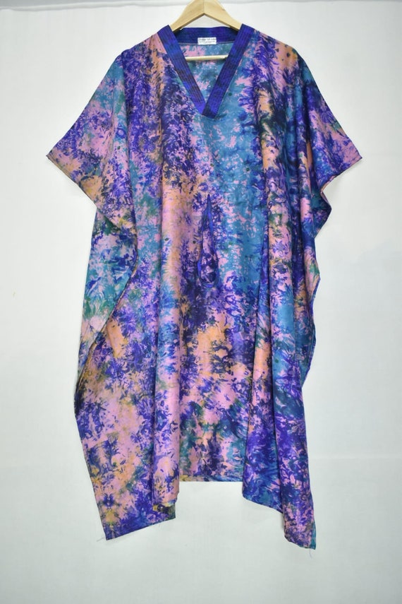 Boho Silk Kaftan Beachwear and Vintage Silk Cafta… - image 3