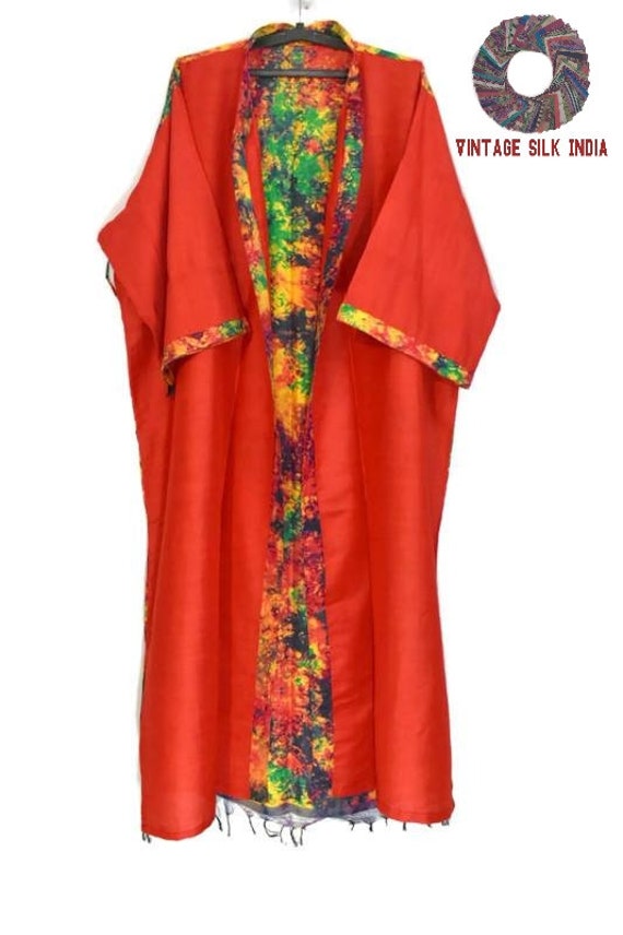 Kimono Robe, Indian Silk Kimono, Bathrobe, Vintag… - image 8