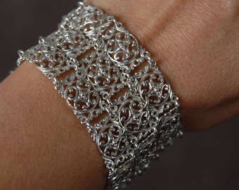 VintageSeducer's Bracelet (Sterling Silver Filigree Floral Boho Folk)