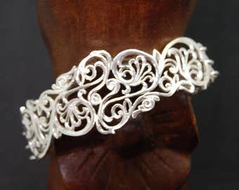 VintageFiligree Bracelet (Sterling Silver Floral Boho Folk)