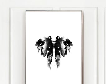 Abstract Art Print, Inkblot Prints, Office Wall Art, Psychology Gifts, Psychiatrist Gifts, Rorschach Art Print, Black and White Abstract