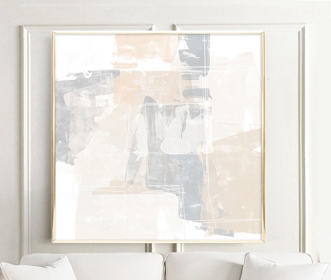 Abstract Art, Neutral Color Painting, Pastel Home Decor, Large Art, Brown Taupe Gray Beige