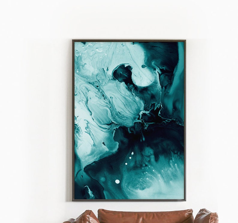 Abstract Art Prints Paint Swirl Ink Art Prints Teal Art Etsy