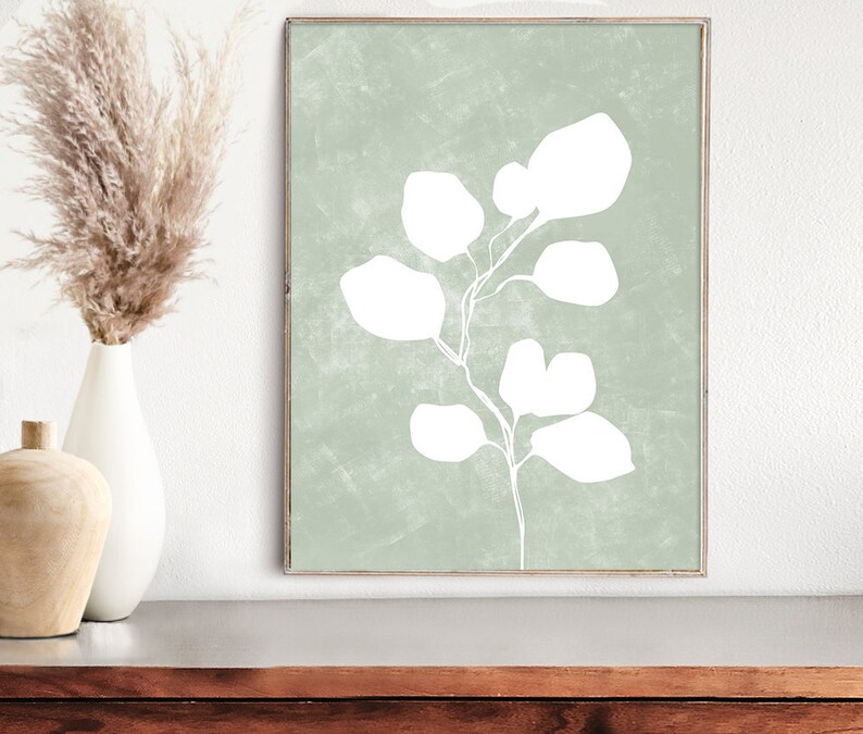 Seafoam Green Decor Botanical Wall Art Print Minimalist Art Etsy