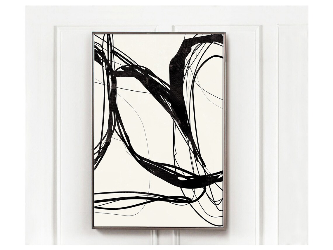 Abstract Art Printable Black and White Prints Minimalist Etsy
