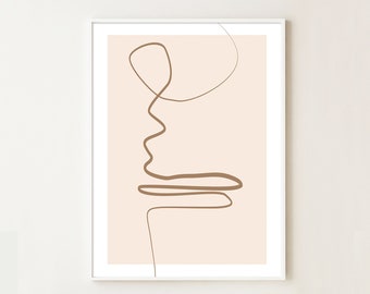 Abstract Art, Line Art, Minimal Print, Line Drawing, Line Illustration, Pastel Print, Nordic Home Decor, Printable Poster, Scandinavian Art