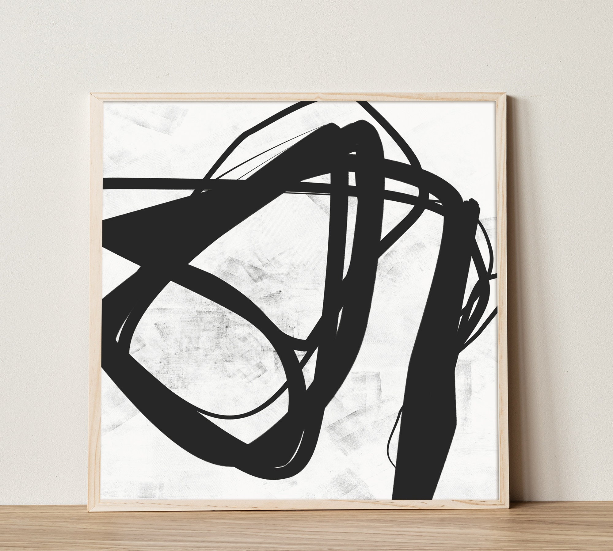 Large Wall Art Abstract Digital Black White Prints Paint Etsy