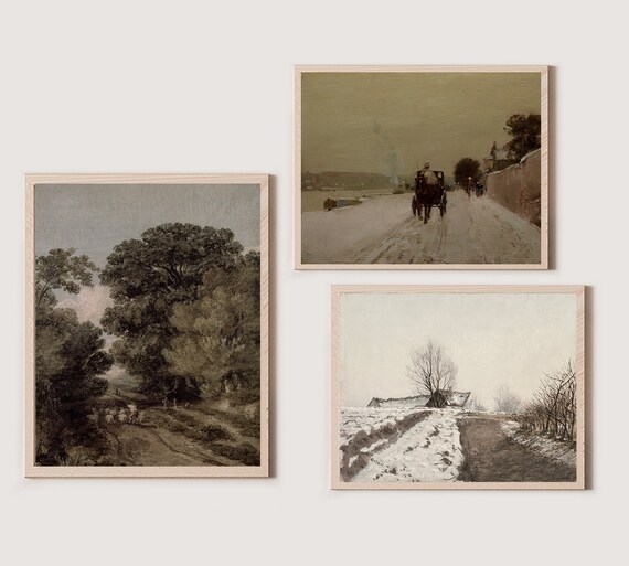 Muted Landscape Painting - Set of 3 - Art Prints or Canvases