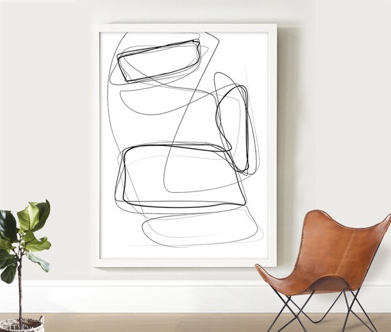 Un Dessin Au Trait Minimaliste Grand Art Géométrique Art Abstrait Impressions A0 Art Digital Digital Download Crayon Illustration Fine Art