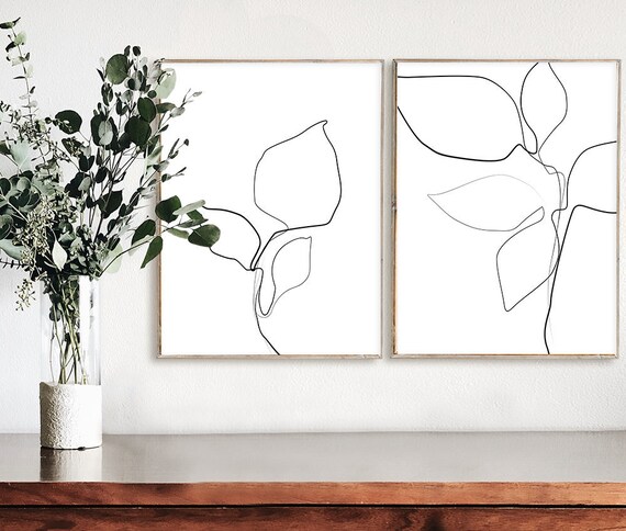 Botanical Wall Art Print Black And White Line Minimalist - Botanical Wall Art Prints Botanical Wall Art Print Black And White Line Minimalist - Botanical Wall Art Prints