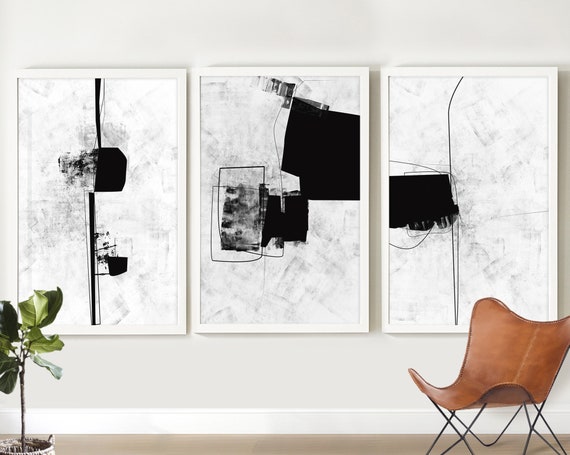 Art Set of 3 Prints Black White Art Prints 24x36 - Etsy