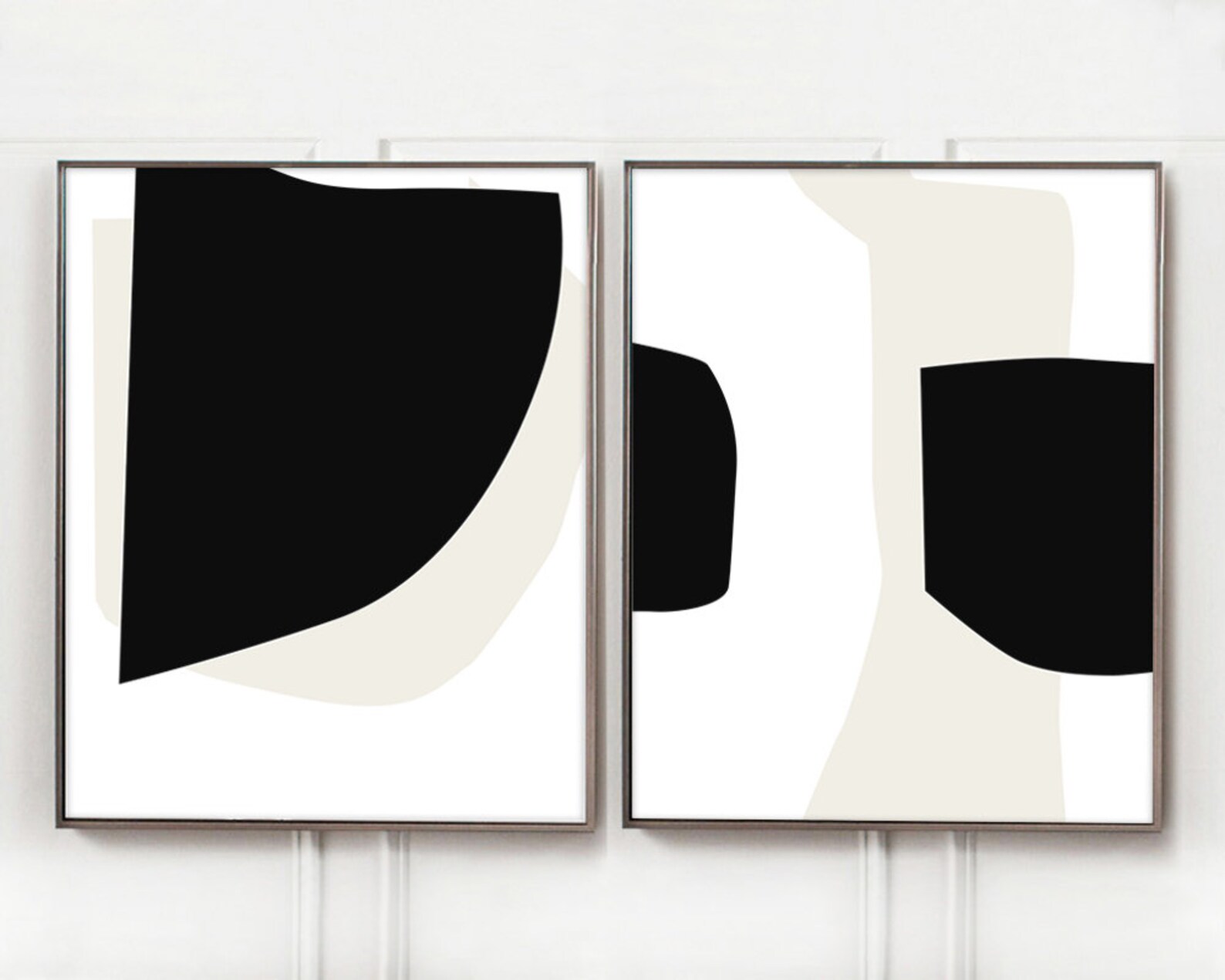Abstract Art Set of 2 Printable Black and White Art Etsy