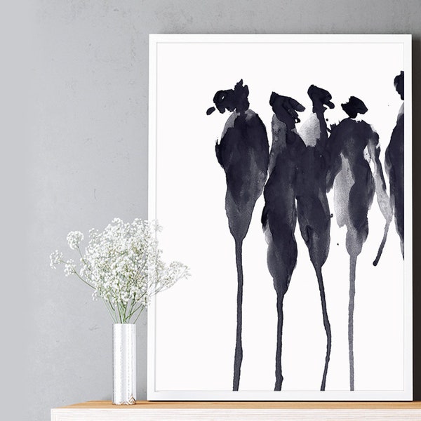 Abstract Painting Digital, Original Art Printable, Abstract Prints, Silhouette Print, Modern Art Print, Ink Art Print, Home Decor Art Prints