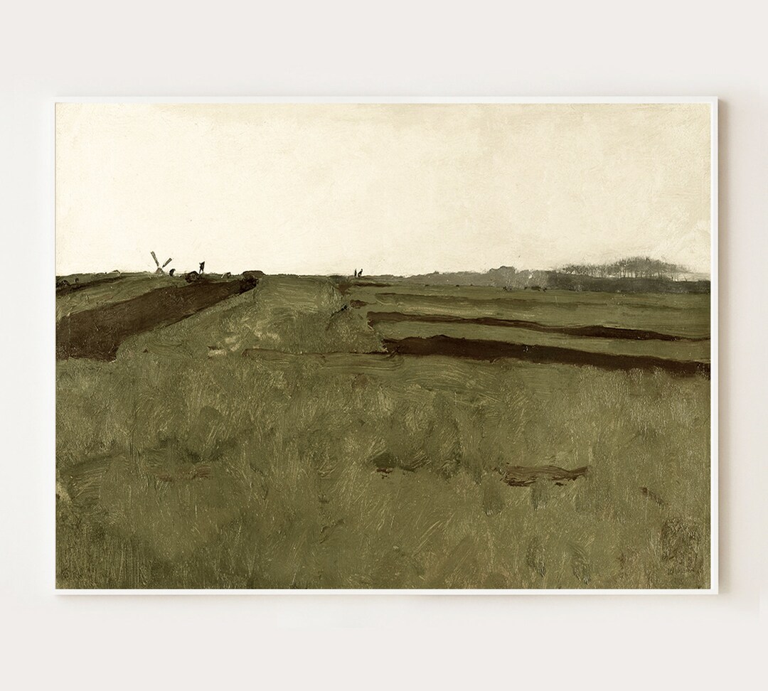 Forest Green Landscape Painting Vintage Nature Art Print Etsy