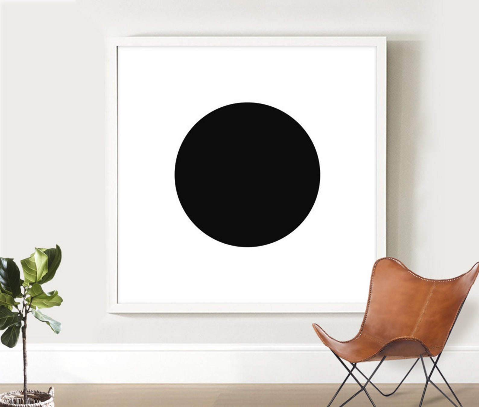 Black White Wall Art Printable Black Circle Art Dot Print | Etsy