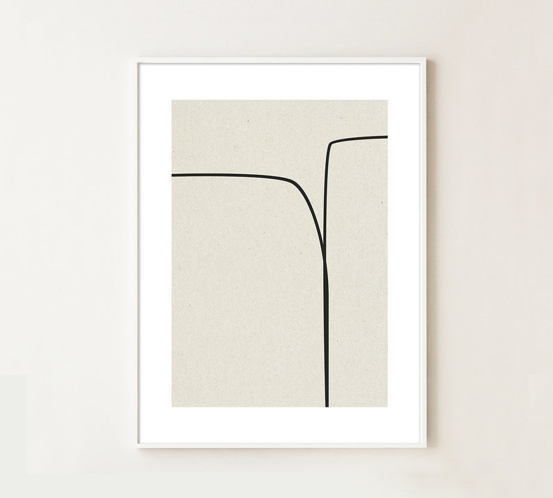 Minimalist Art Print, Line Art Download, Digital Print, Instant Download, Grey Beige Art Print, 50x70, Large Abstract Art, Simple Artwork image 1