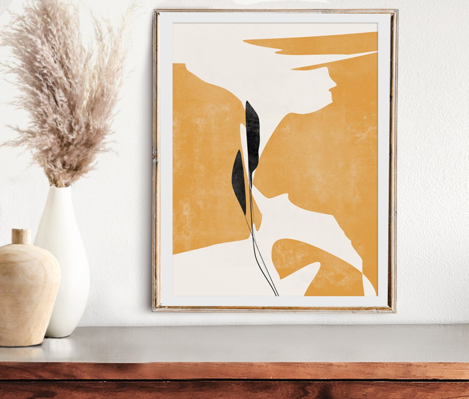 Mid Century Modern Art Mustard Yellow Print Printable Etsy