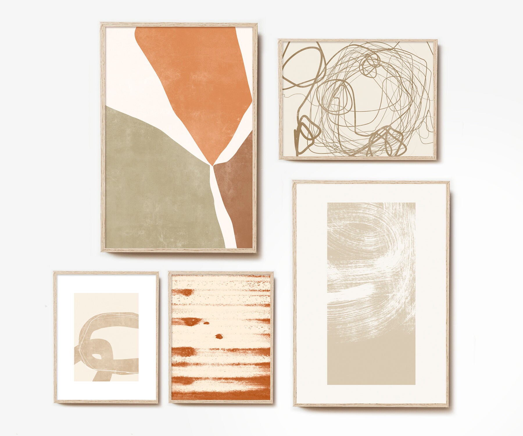 Abstract Art Set 5 Piece Wall Art Gallery Wall Set Beige | Etsy
