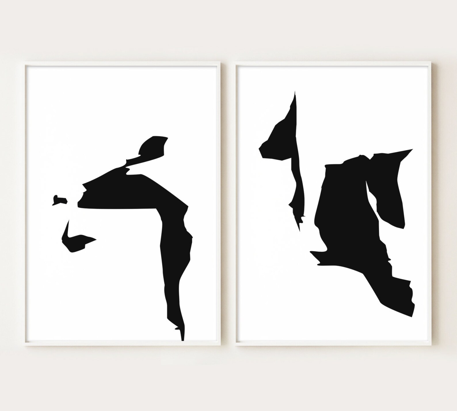 Black and White Wall Art Set of 2 Abstract Prints Abstract Etsy
