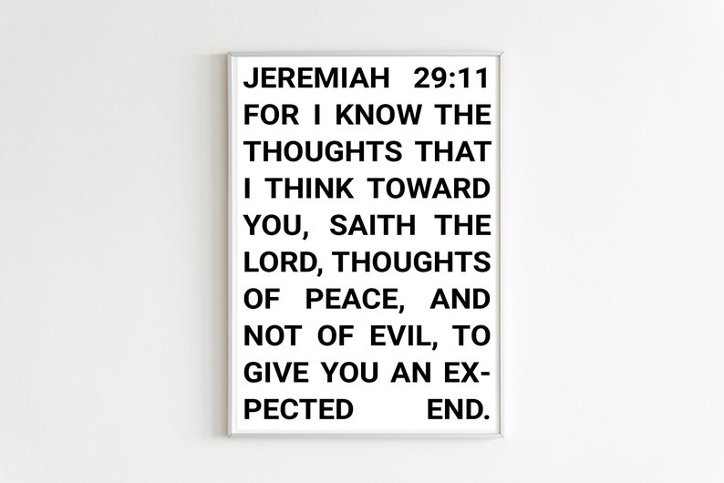 Printable Bible Verse 'jeremiah 29:11' Wall Art 5 Different Poster Sizes for Frames Minimalist ...