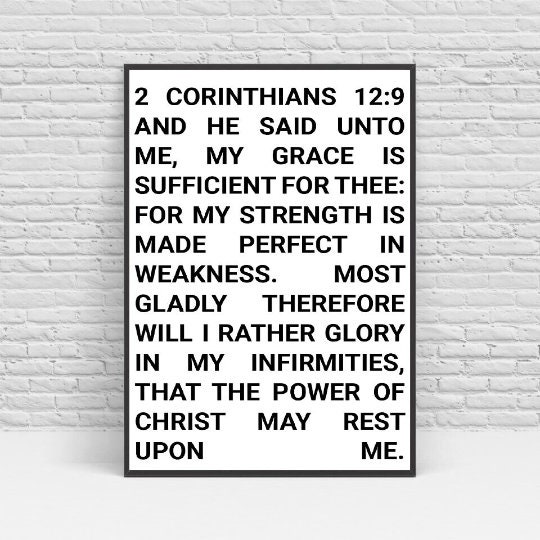 Printable Bible Verse '2 Corinthians 12:9' Wall Art - Etsy