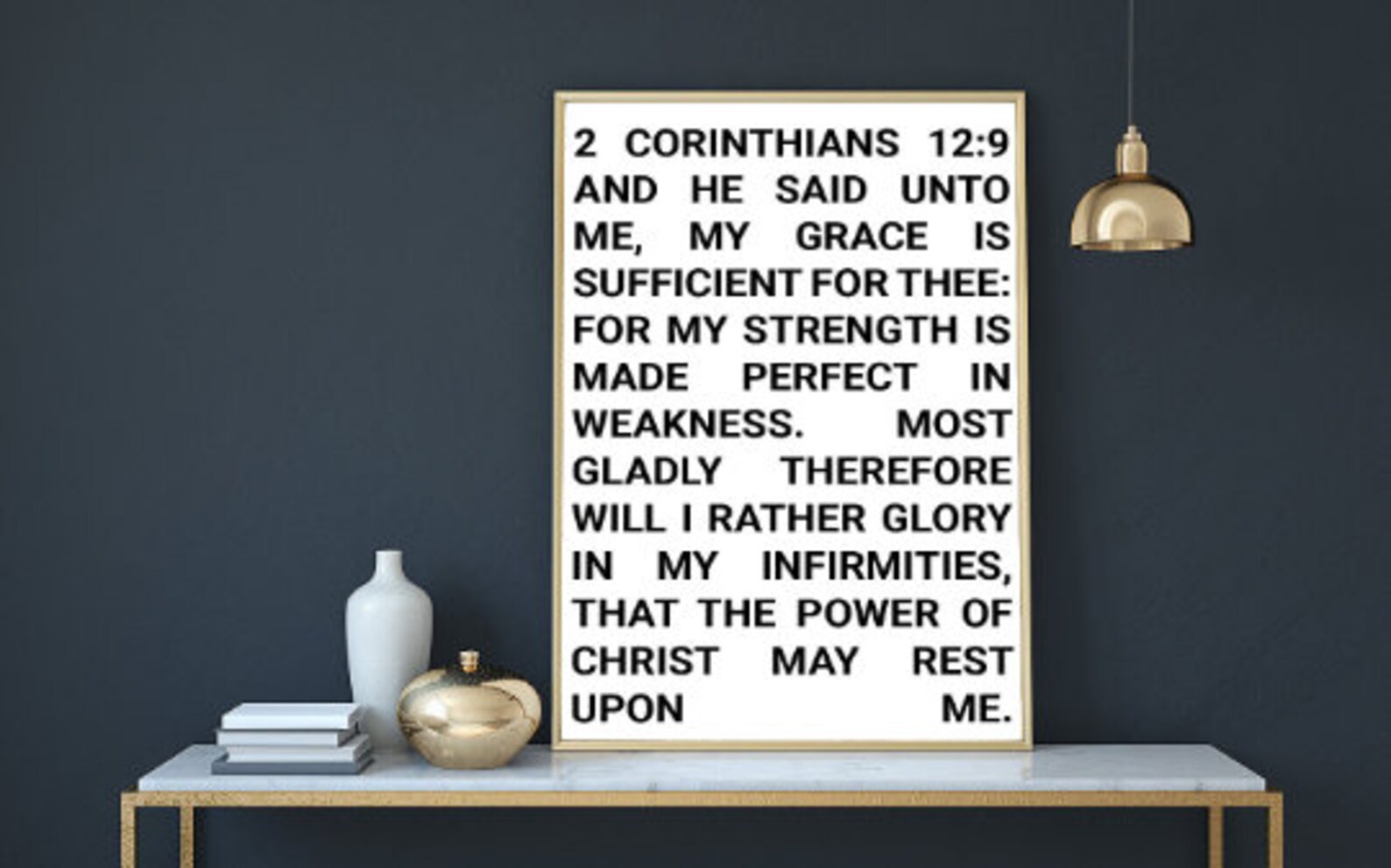 Printable Bible Verse '2 Corinthians 12:9' Wall Art - 5 Different ...