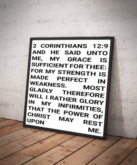 Printable Bible Verse '2 Corinthians 12:9' Wall Art - Etsy