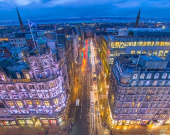 Looking down on Princes Street from the Scott Monument