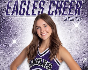 Cheer Senior Poster Template | Cheerleader Photo Template | Sports Banner | Photoshop PSD Digital Download