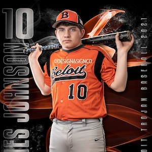 Baseball Softball SPORTS TEMPLATE 24x36 pouces 300dpi Photoshop Digital Download bannière Senior Sports poster Senior Banner design PSD