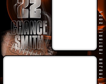 May include: A black and orange football themed graphic with the number 22, the name "Chance Smith", and the text "Beloit Trojan Football 2024".
