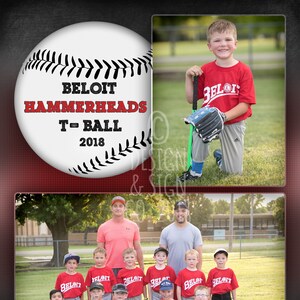 May include: A team photo of young baseball players wearing red jerseys with the text "Beloit Hammerheads T-Ball 2018". The team is standing on a grassy field with a fence and trees in the background.