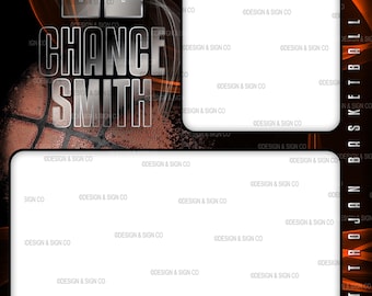 May include: A black and orange basketball-themed graphic design with the name "Chance Smith" and the number "22" in silver. The design includes a basketball and the text "Beloit Trojan Basketball 2025". There are white rectangular spaces for photos.