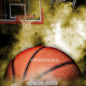May include: A basketball with a yellow and white smoke background. The text "GRAYCIN Arroyo" is at the top of the image. The text "SENIOR 2023 LADY LIONS basketball" is at the bottom of the image.