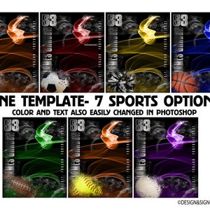 Modelo MULTI-SPORTS-8x10 polegadas 300 dpi-Download digital para Photoshop-Pôster esportivo sênior Design de banner sênior PSD