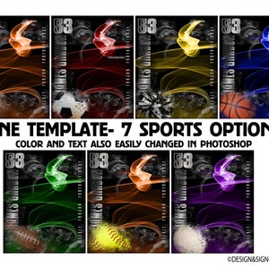 MULTI-SPORTS template-8x10 inches 300 dpi-Digital Download for Photoshop-Senior Sports poster Senior Banner design PSD