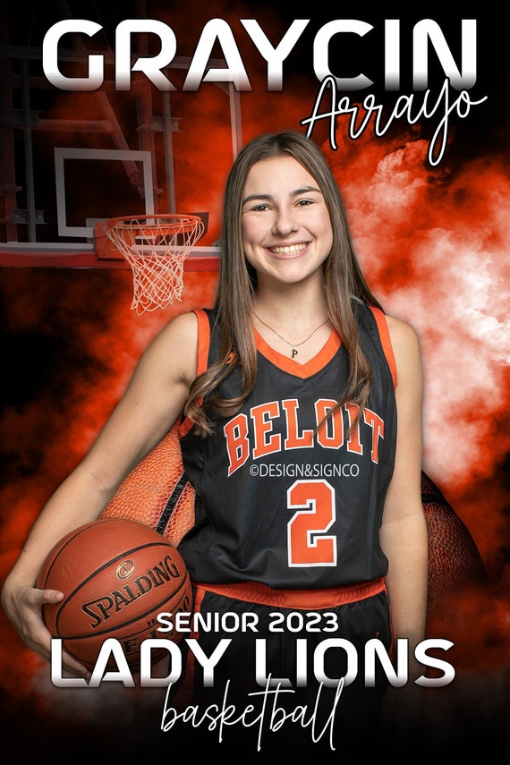 Basketball SPORTS TEMPLATE 24x36 inch 150 dpi Photoshop Digital Download Senior Sports poster Senior Banner design PSD with basketball goal
