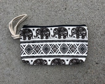 Stash Elephant print clutch purse