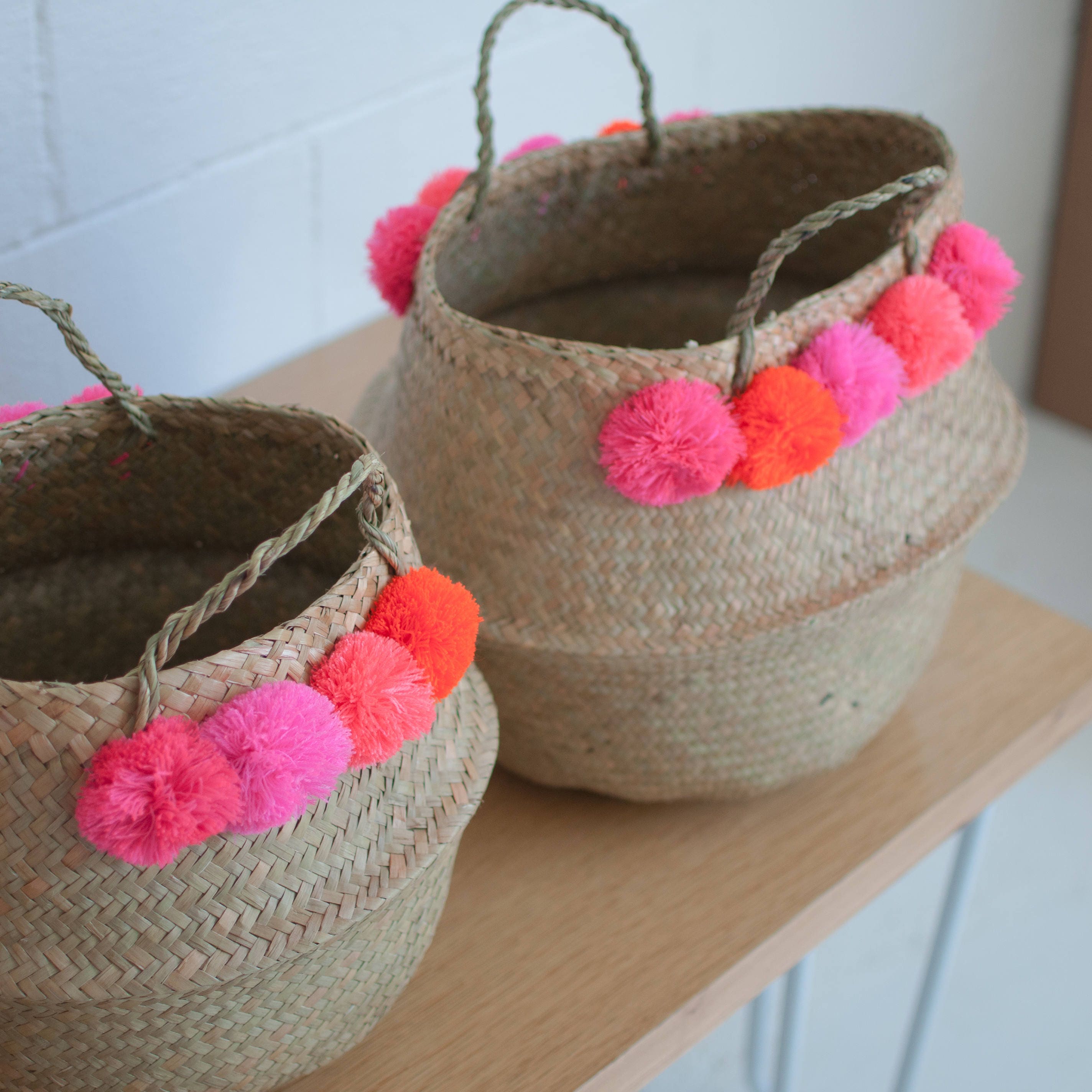 pink storage baskets nursery