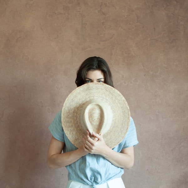 Jordan Fedora Style Palm Hat- Summer Straw Hat- Unisex Straw Hat