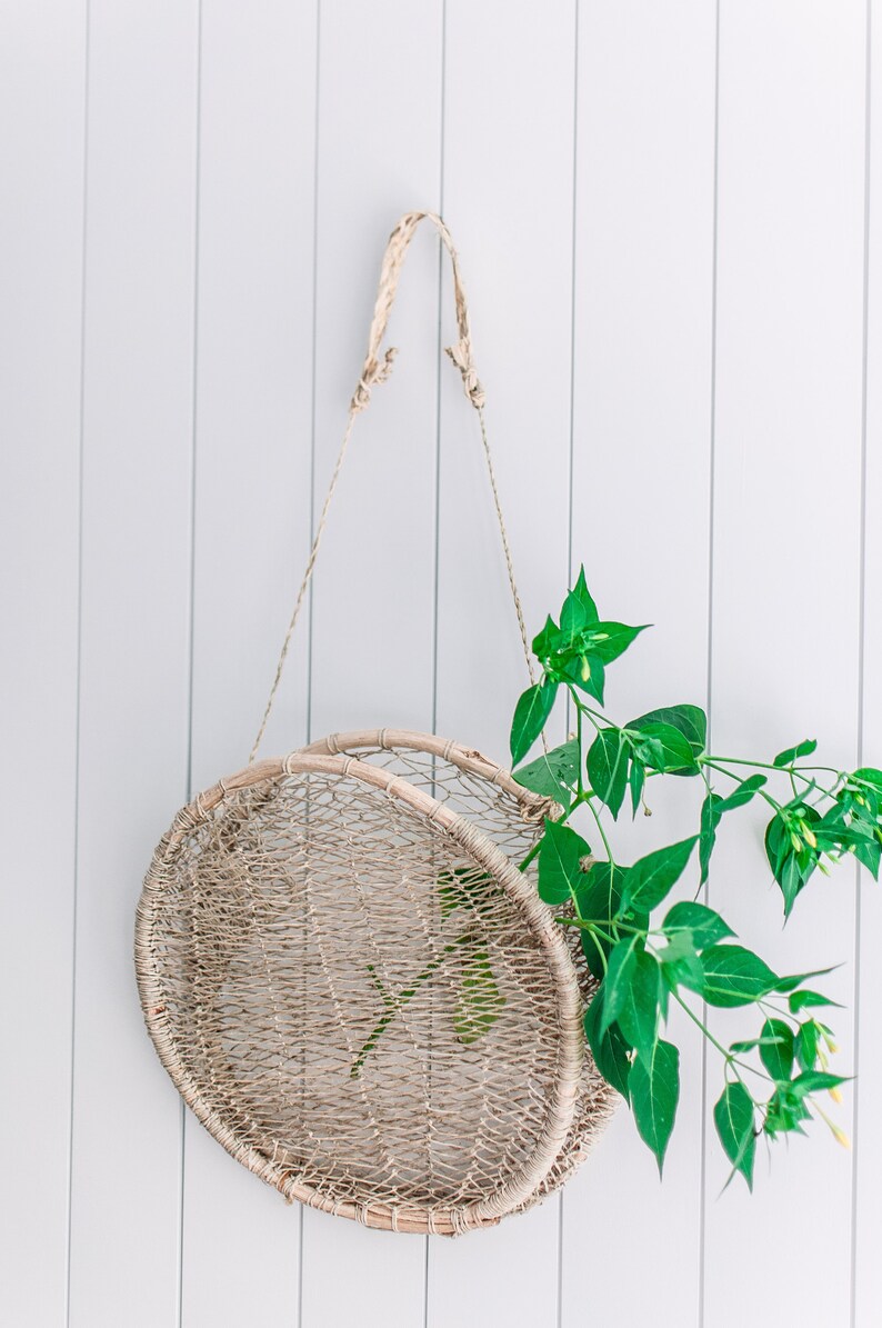 Circle Wall Hanging Basket Wall Decor Basket Rustic Basket Etsy
