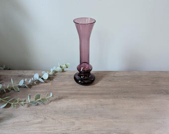 Vintage Purple Glass Vase - Small Bubble Amethyst