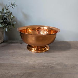 Vintage Pedestal Bowl Copper Craft Guild 8.75&quot; Large 1970&#39;s Liberty Style
