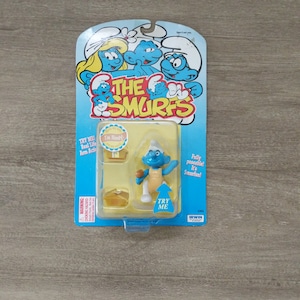 Handy Smurf Action Figure, The Smurfs, Vintage Smurf Figurines Collectibles, Smurf Village moveable arm action toy, Father&#39;s day Gifts NIB